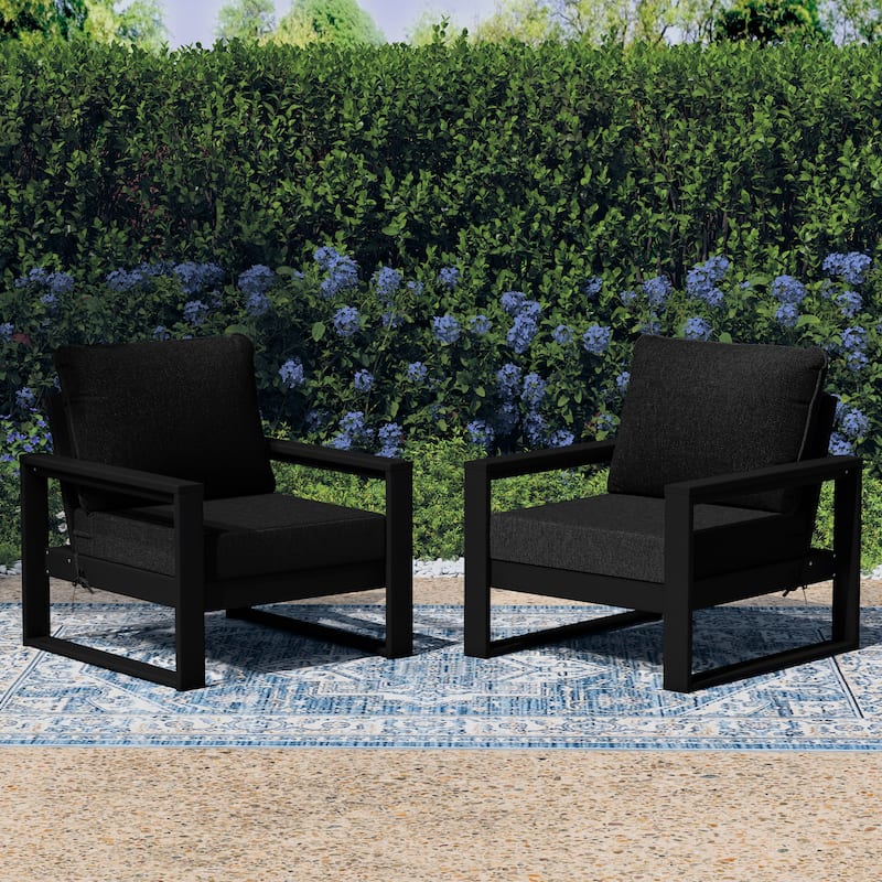 Endless Patio Deep Seating Club Chair with Black Frame (Set of 2)