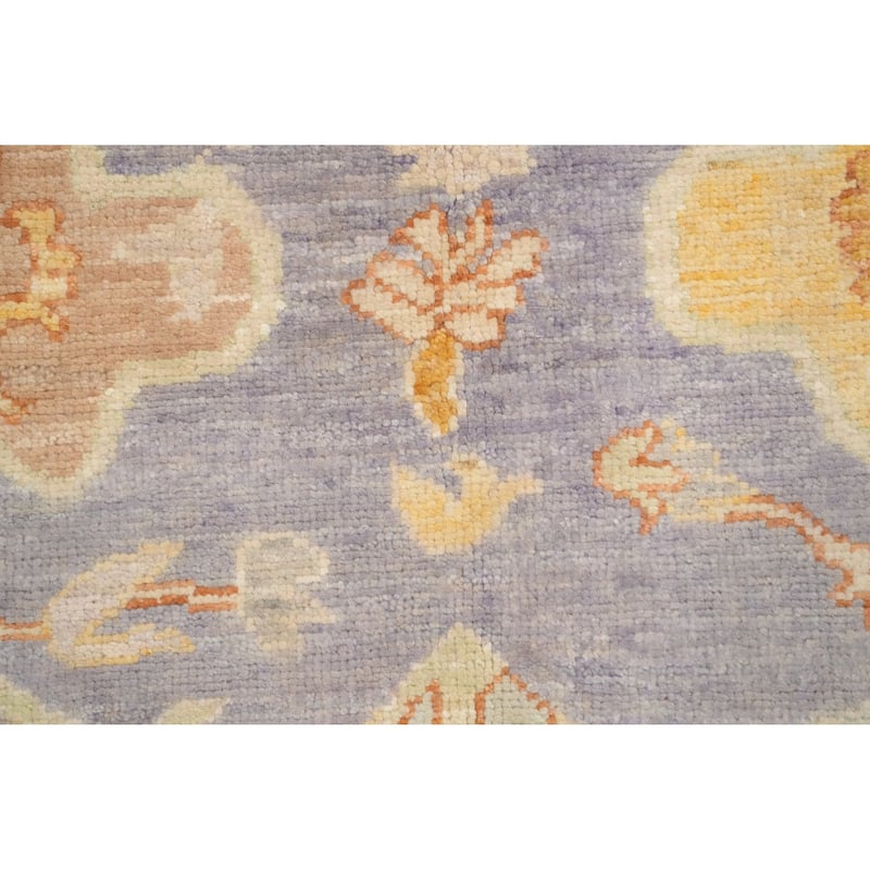 Hand Knotted Oriental 100% Wool Carpet Transitional Floral Purples Oushak Area Rug - 6' 10'' X 5' 1''
