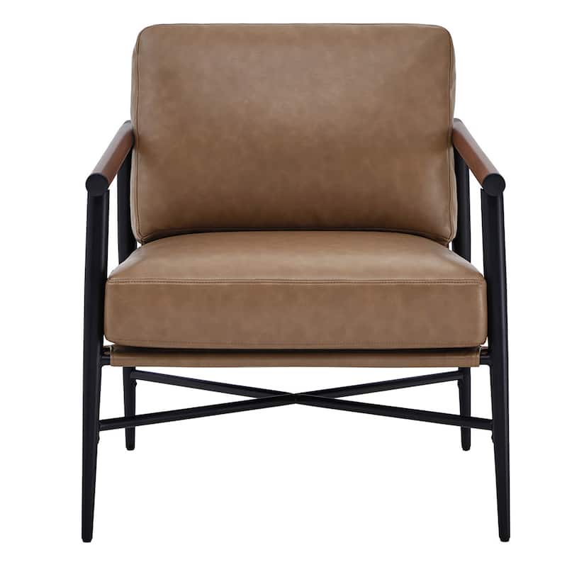 Vincent Mid Century Modern Upholstered Accent Chair - Saddle Brown