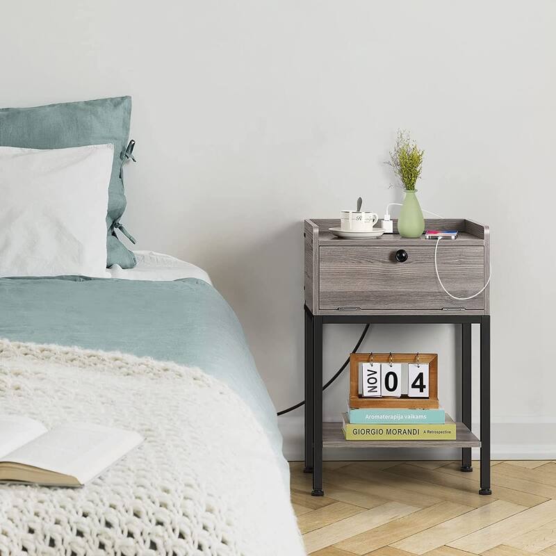 Small Bedside End Table with Storage Drawer