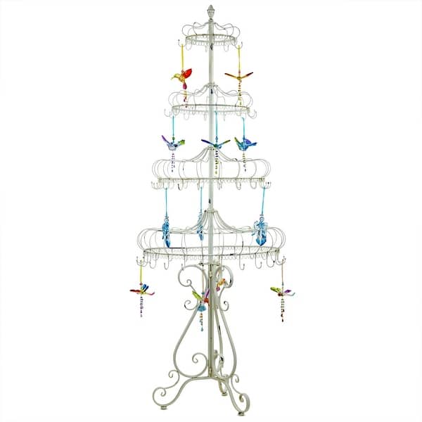 slide 2 of 2, 85" Tall Metal Display Stand in Antique White - 31.89X31.89X85.04 31.89X31.89X85.04 - Antique White