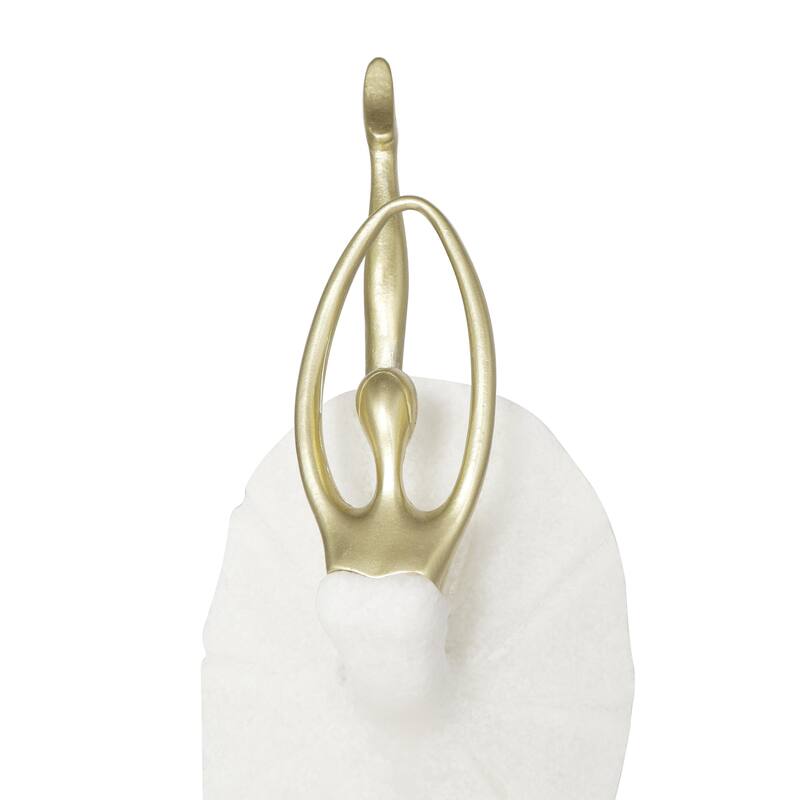 Cream Polystone Ballet Dancer Decorative Sculpture with Gold Accents