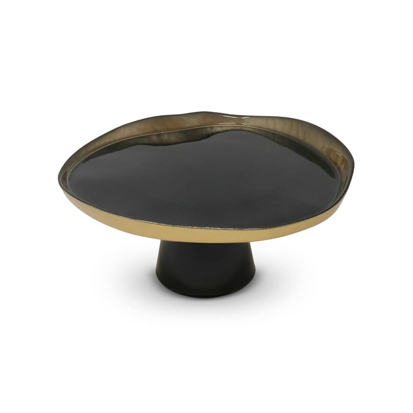 Organic Shaped Footed Cake Plate with Gold