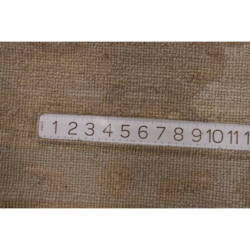 Vegetable Dye Oushak Turkish Rug Handmade Floral Beige Wool Carpet - 7'11" x 10'2"