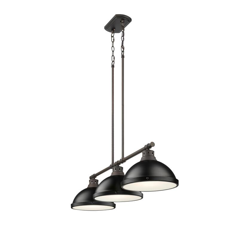 Yep by Golden Lighting Duncan 3-light Island Light in Rubbed Bronze and Matte Black shade