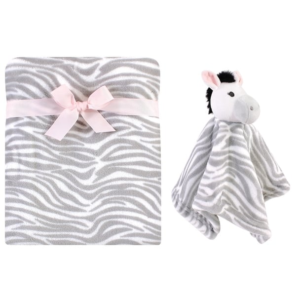 slide 1 of 1, Hudson Baby Infant Girl Plush Blanket with Security Blanket, Zebra, One Size - Zebra - One Size One Size - Zebra