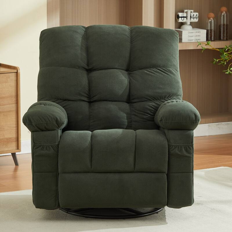 Massage Recliner Chair with Vibration and Lumbar Heating 350LB Capacity Swivel Rocker