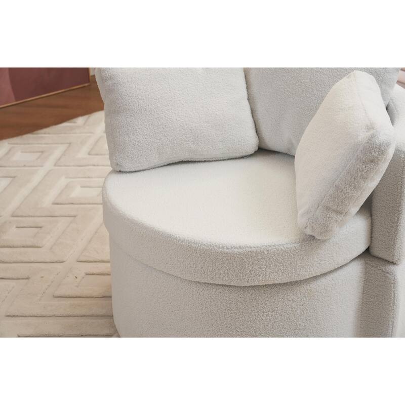 360° Swivel Chair with Storage and Throw Pillows