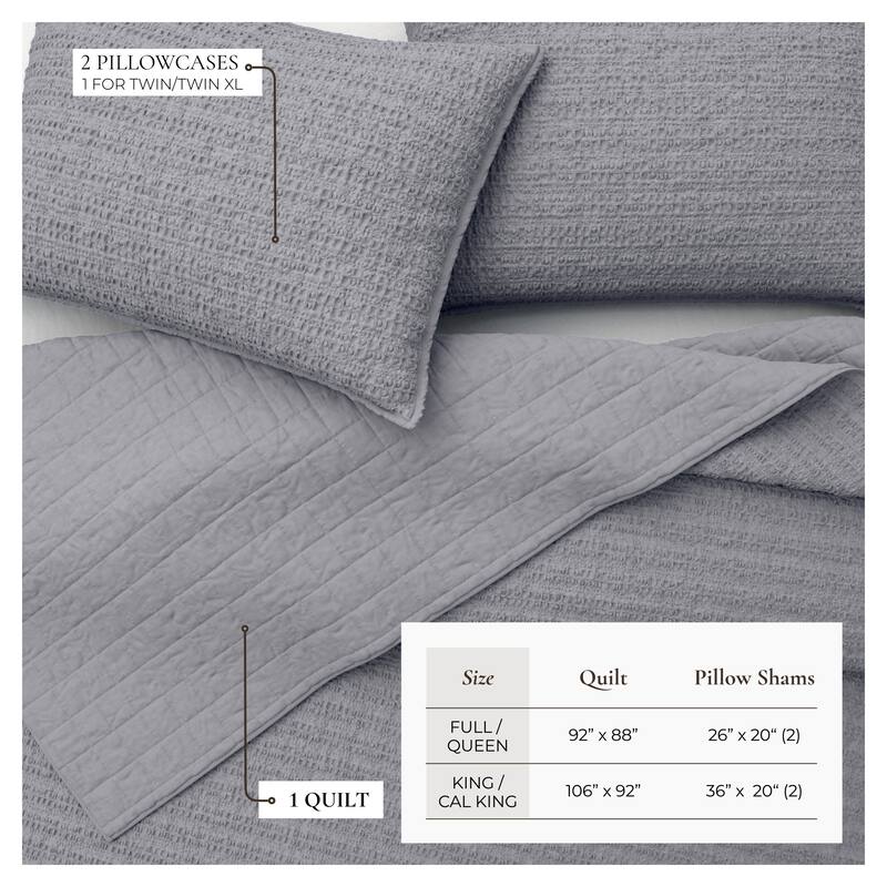 Linery & Co. 100% Cotton Honeycomb Waffle Garment Washed Quilt Set.