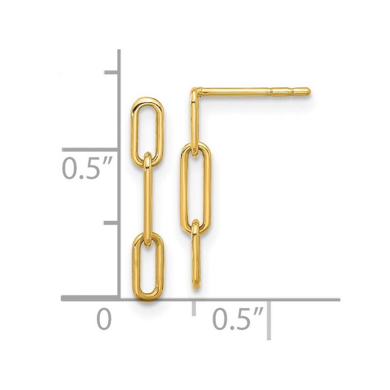 Curata 14k Yellow Gold Polished Open Link Post Guardian Angel Earrings - 18.9x2.9mm