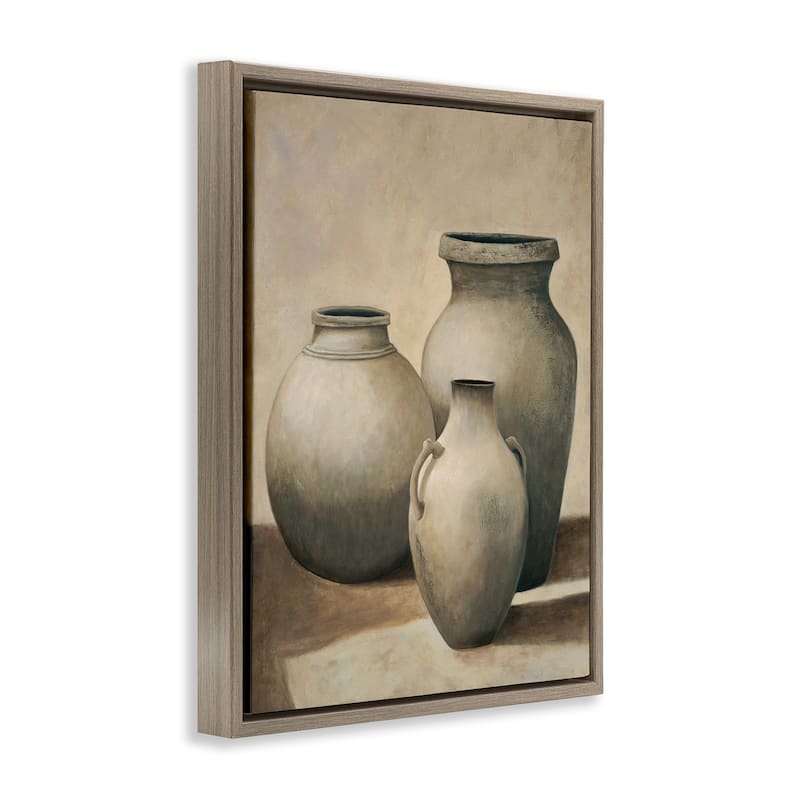 Stupell Trio of Vases Still Life Framed Floater Canvas Wall Art Design By André Mazo