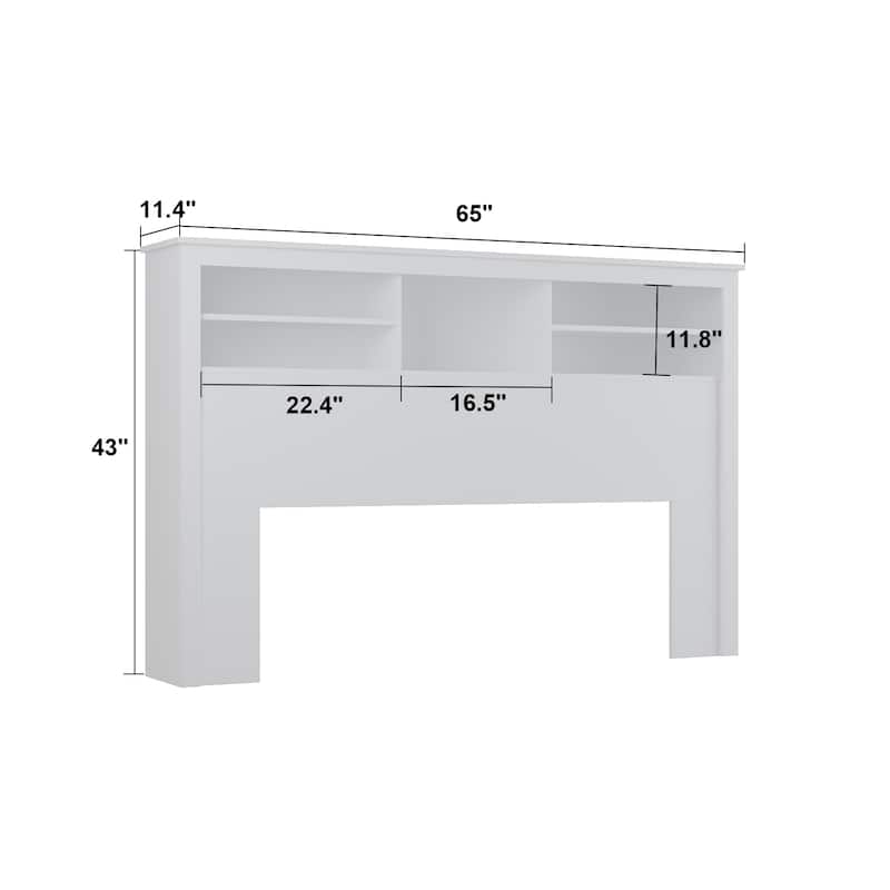 65"W x 43"H Bookcase Headboard With Light