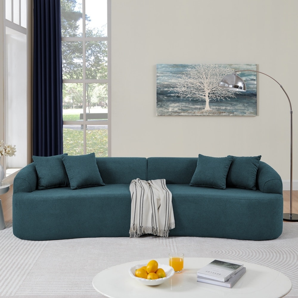 104" Modern Lamb's Wool Fabric Curved Modular Sectional Sofa