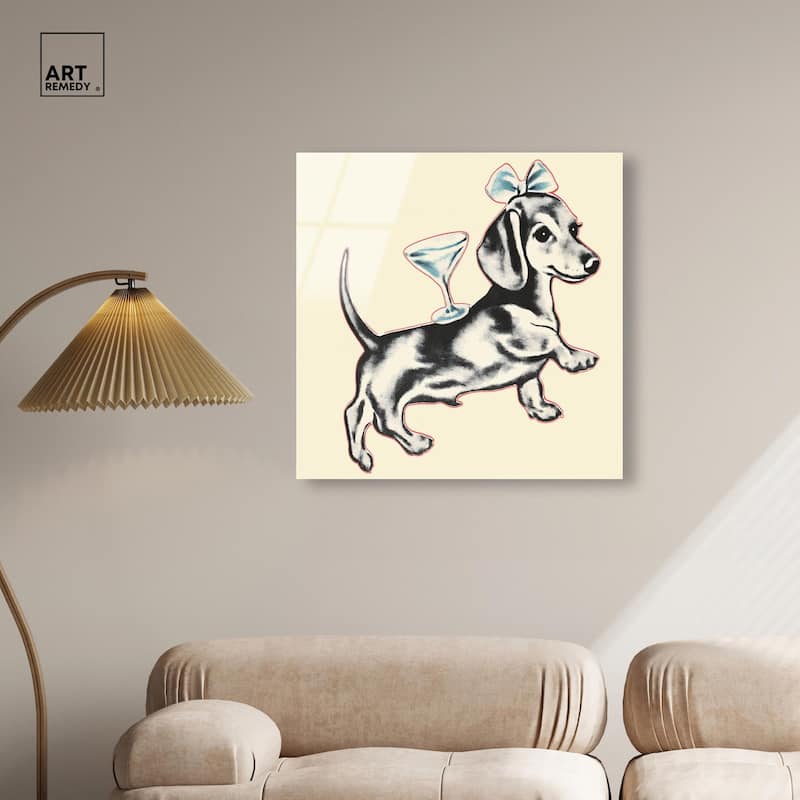 Martini Pup II Acrylic by Art Remedy, Ready to Hang