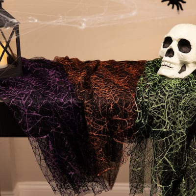 3pc Purple, Orange and Green Spiderweb Halloween Decorations, 6ft