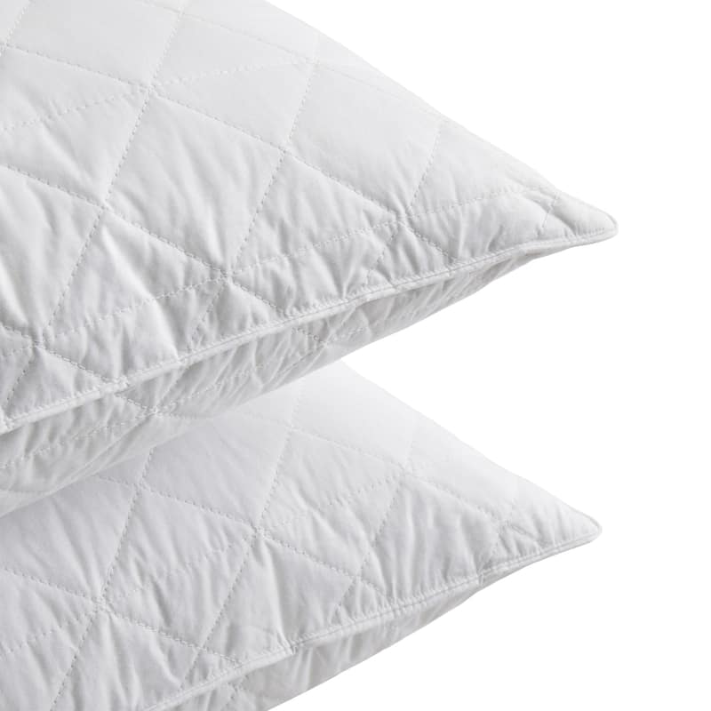 2 Pack Hotel Quality Goose Feather Bed Pillows for Side & Back Sleepers