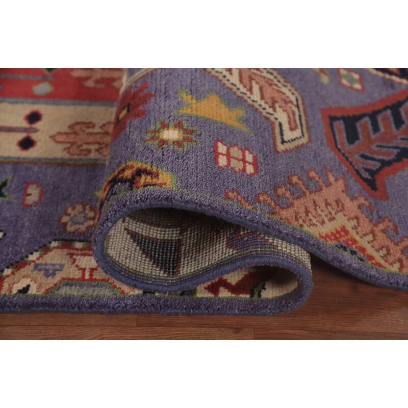 Traditional Purple Kazak Area Rug Handmade Wool Carpet - 9'0"x 11'9"