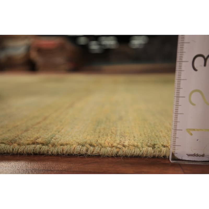 Green & Yellow Gabbeh Modern Oriental Area Rug Handmade Wool Carpet - 5'5" x 7'4"