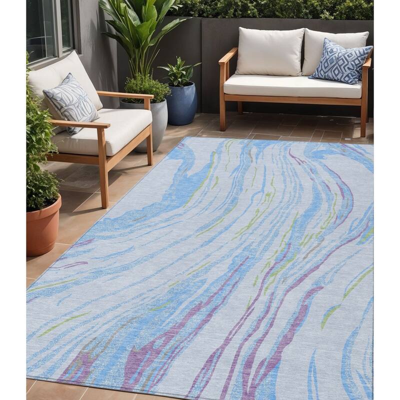 HomeRoots Abstract Transitional Rectangle Outdoor Rug - 5' X 8'