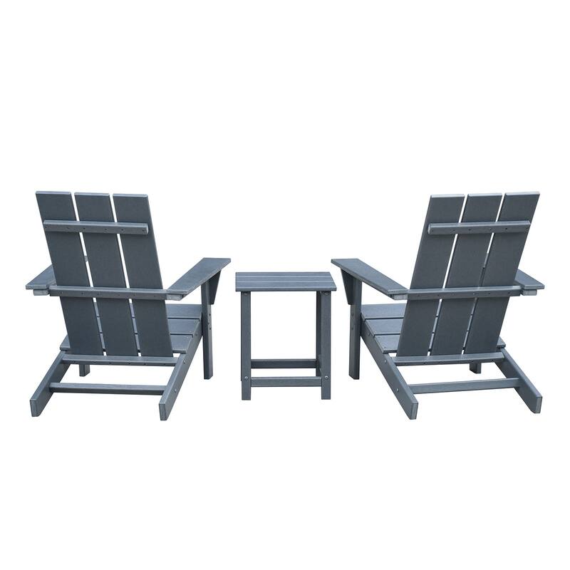 3Pcs Outdoor Adirondack Chairs,Patio Lawn Chairs with Side Table,for Deck Garden Backyard Balcony, Grey