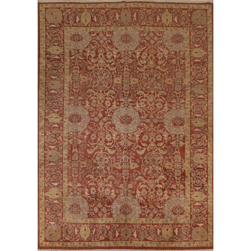 Vintage Vegetable Dye Oushak Turkish Area Rug Handmade Wool Carpet - 8'2"x 9'11"