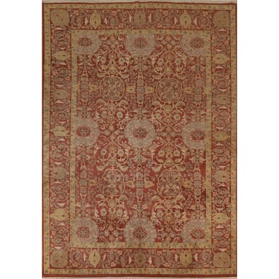 Vintage Vegetable Dye Oushak Turkish Area Rug Handmade Wool Carpet - 8'2"x 9'11"