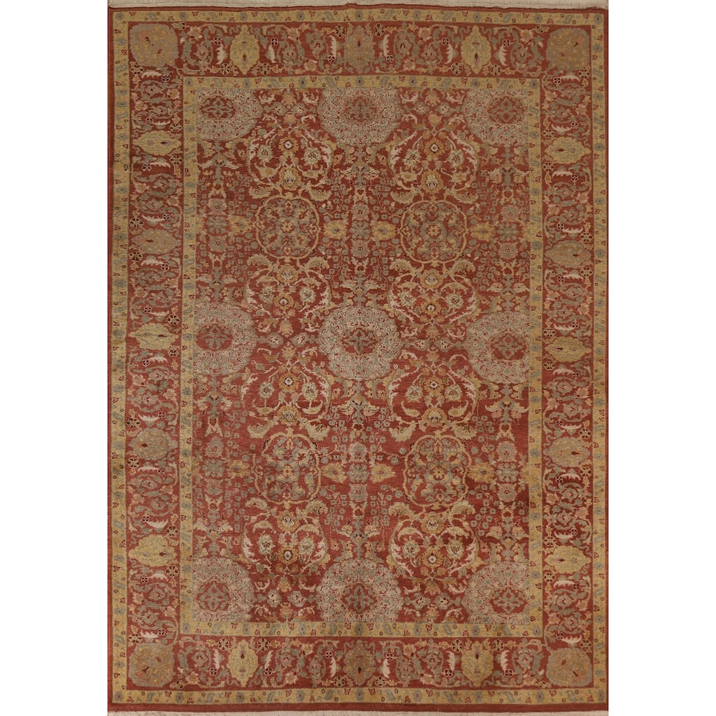 Vintage Vegetable Dye Oushak Turkish Area Rug Handmade Wool Carpet - 8'2"x 9'11"