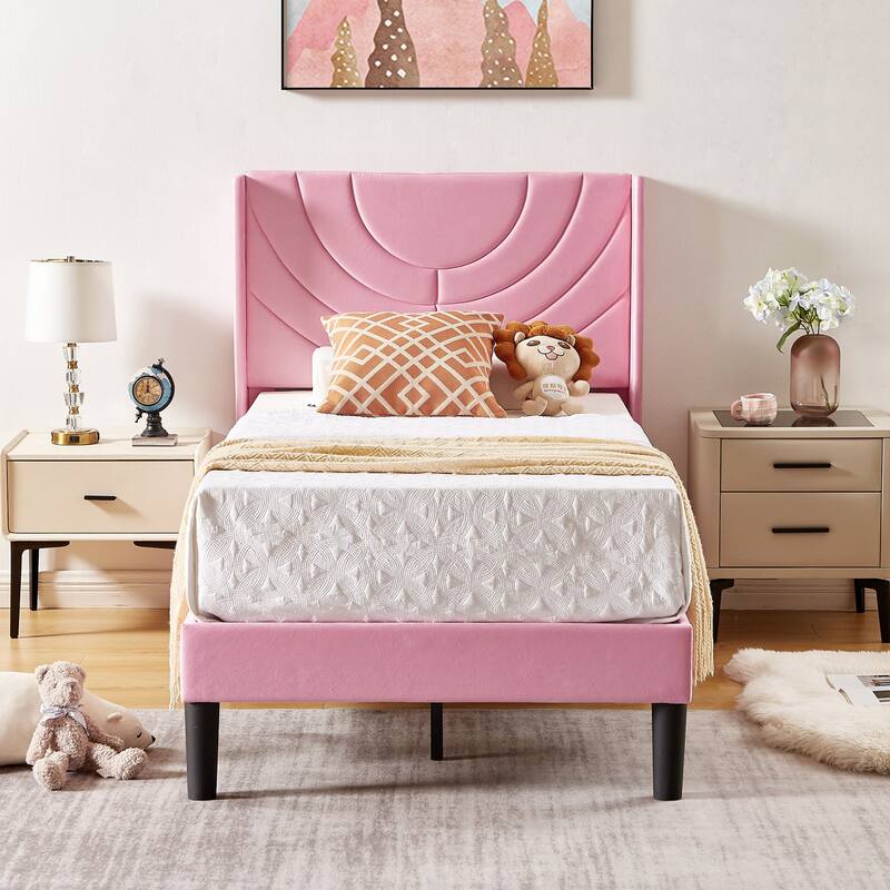 Bedroom Sets, 3-pieces Bedroom Set with Height Adjustable Upholstered Bed and Nightstands Set of 2-VECELO, 15 Style Options