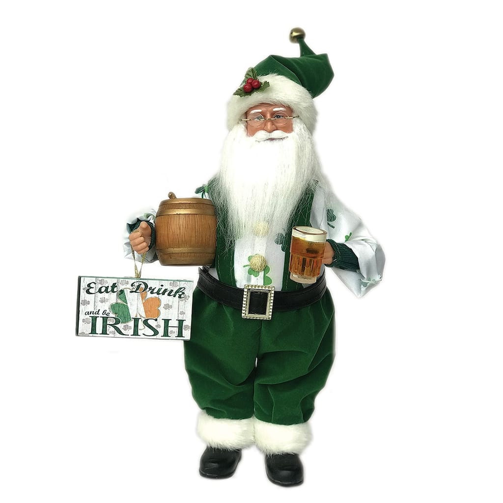 16" Eat, Drink, and Be Irish" Santa Christmas Figurine