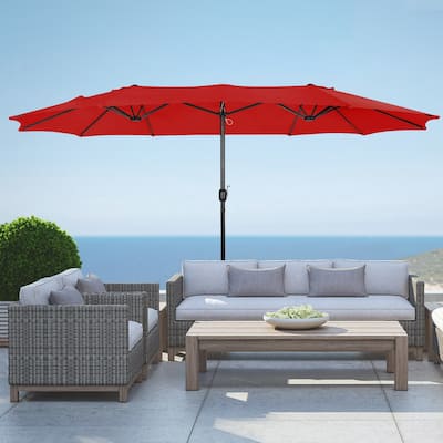 Johnn 15-foot Double-Sided Outdoor Offset Patio Twin Umbrella