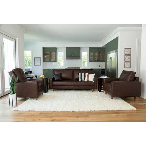 Abbyson Holloway 3-pc. Mid Century Top-grain Leather Recliner Set