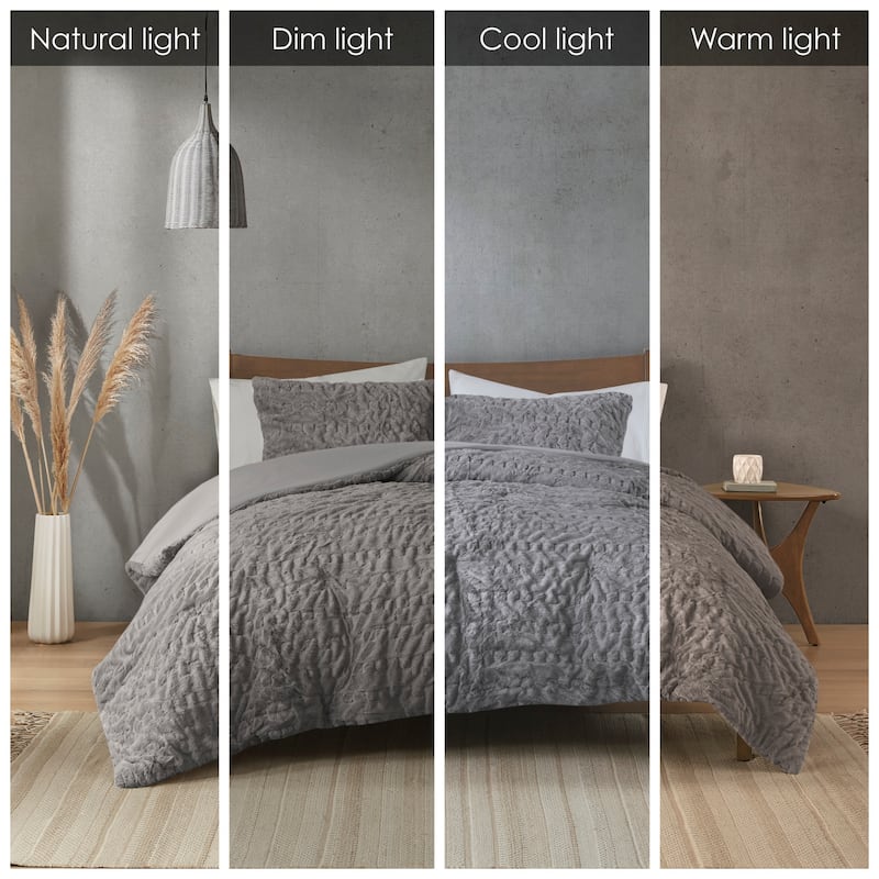 Madison Park Dakota Ruched Fur Down Alternative Comforter Set