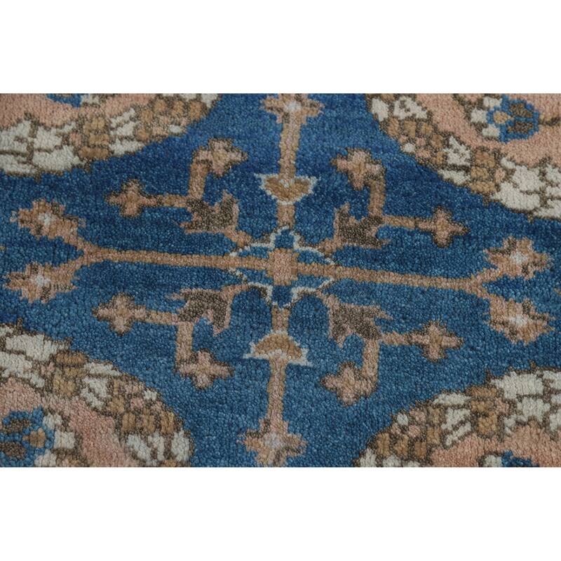 Floral Blue Oushak Indian Area Rug Oriental Handmade Wool Carpet - 8'0" x 9'6"