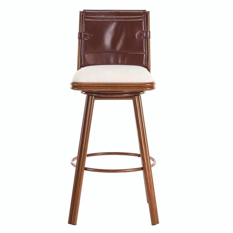 Sibyl Indoor Swivel Upholstered Bar Stools with Metal Frame, Set of 2