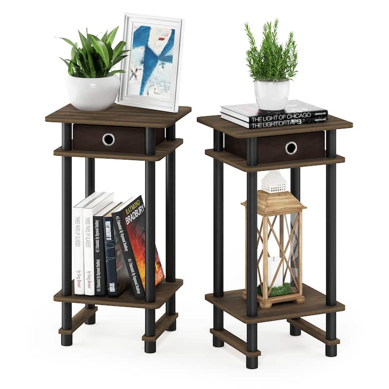 Furinno Turn-N-Tube Tall End Table with Bin