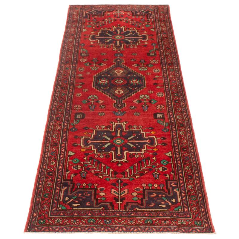 ECARPETGALLERY Hand-knotted Anadol Red Wool Rug - 3'5 x 9'9