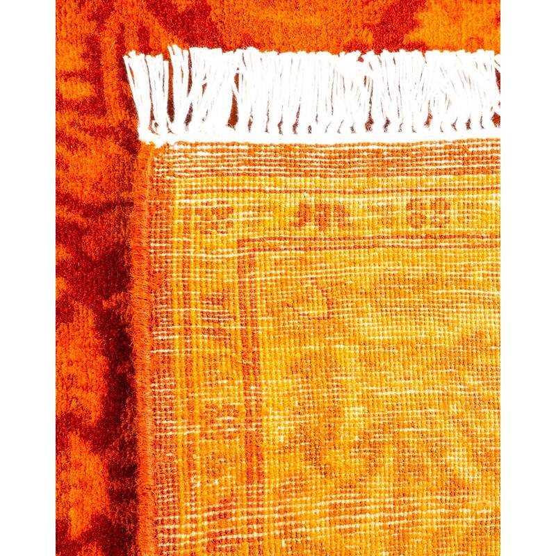 Overton Hand Knotted Wool Vintage Inspired Modern Contemporary Overdyed Orange Runner Rug - 2' 6" x 6' 5"