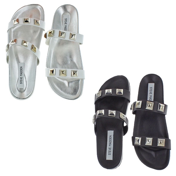 steve madden black studded flats