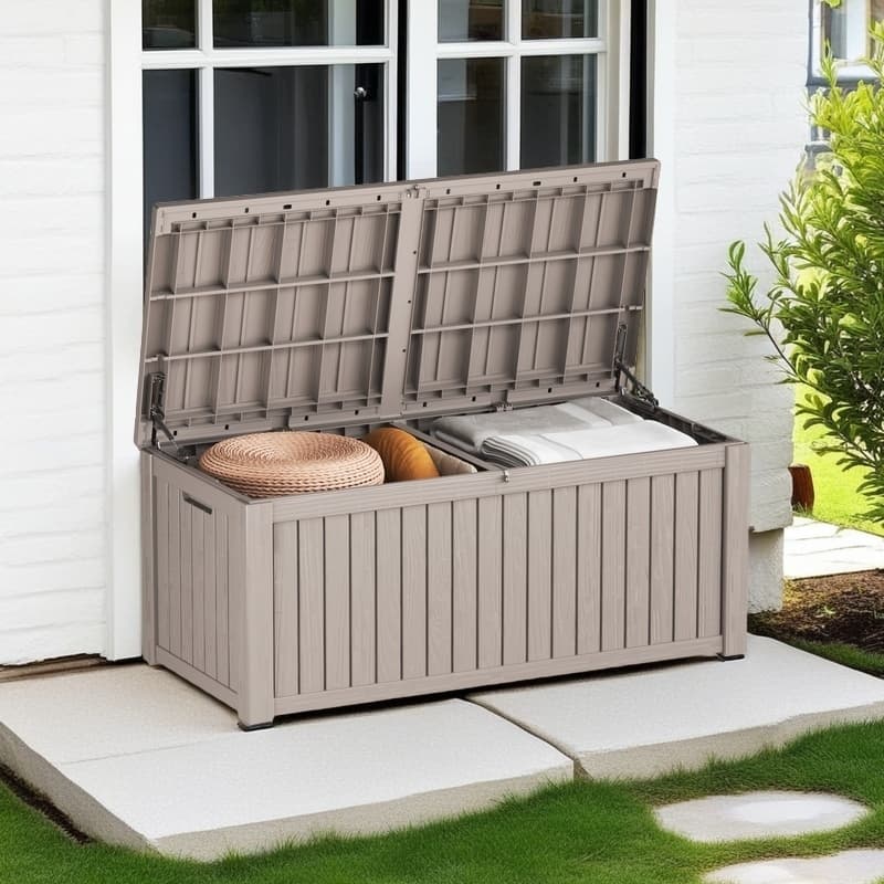 Momei 180 Gallons Large Resin Water Resistant Patio Storage Box