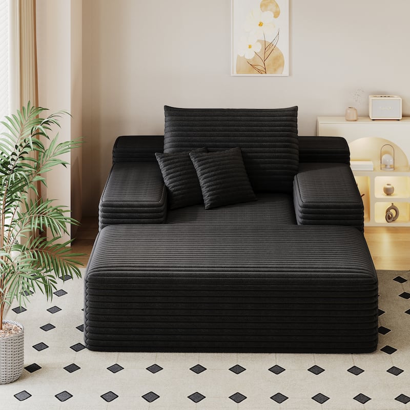 Oversized Corduroy Upholstered Single Sofa Chaise Lounge Chair Fluffy Plush Cloud Sofa Bed Sleeper Couch Reading Chair