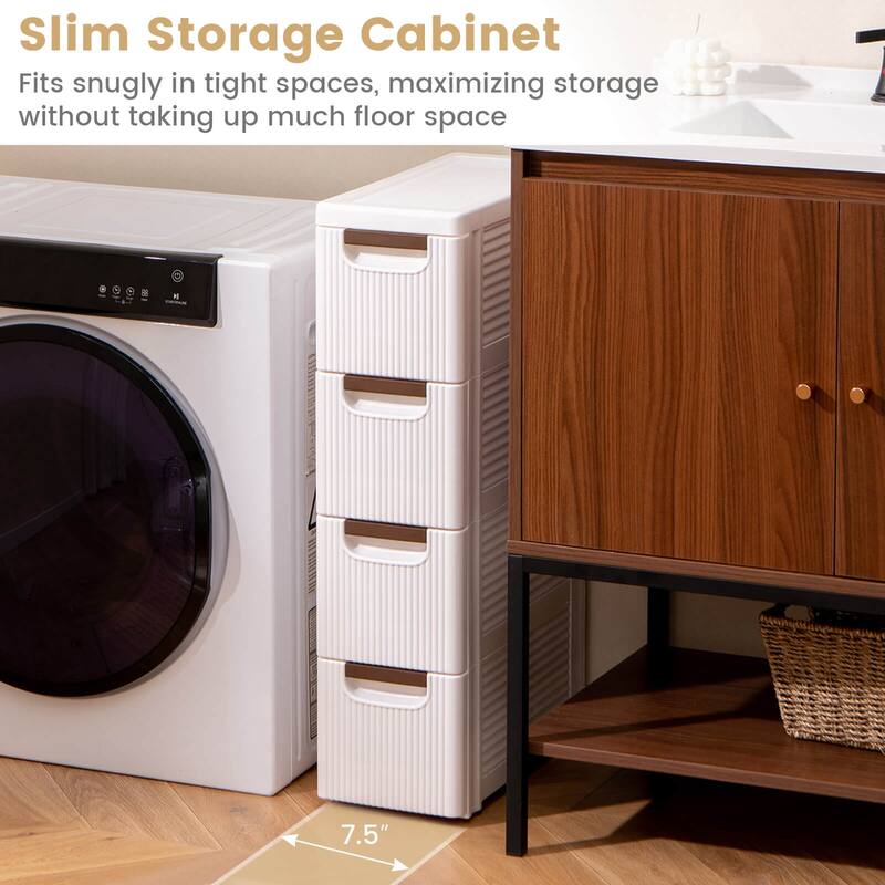 Costway 1/2 PCS 4-Drawer Narrow Rolling Storage Cabinet with Pull - See Details
