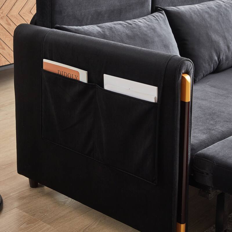 54Inch Convertible Sleeper Sofa with Pull Out Bed and 2 Arm Pockets
