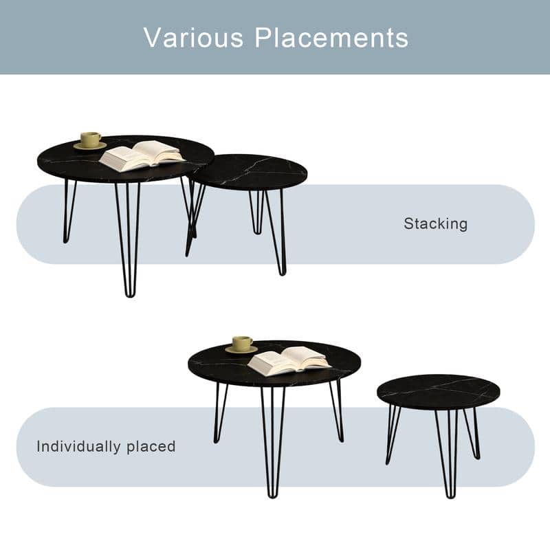 27.56'' Round Nesting Coffee Table Set of 2