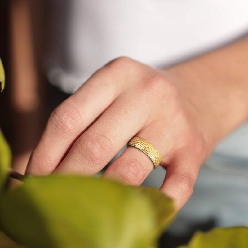 Miadora 6mm Geometric Pattern Wedding Band in 14k Yellow Gold