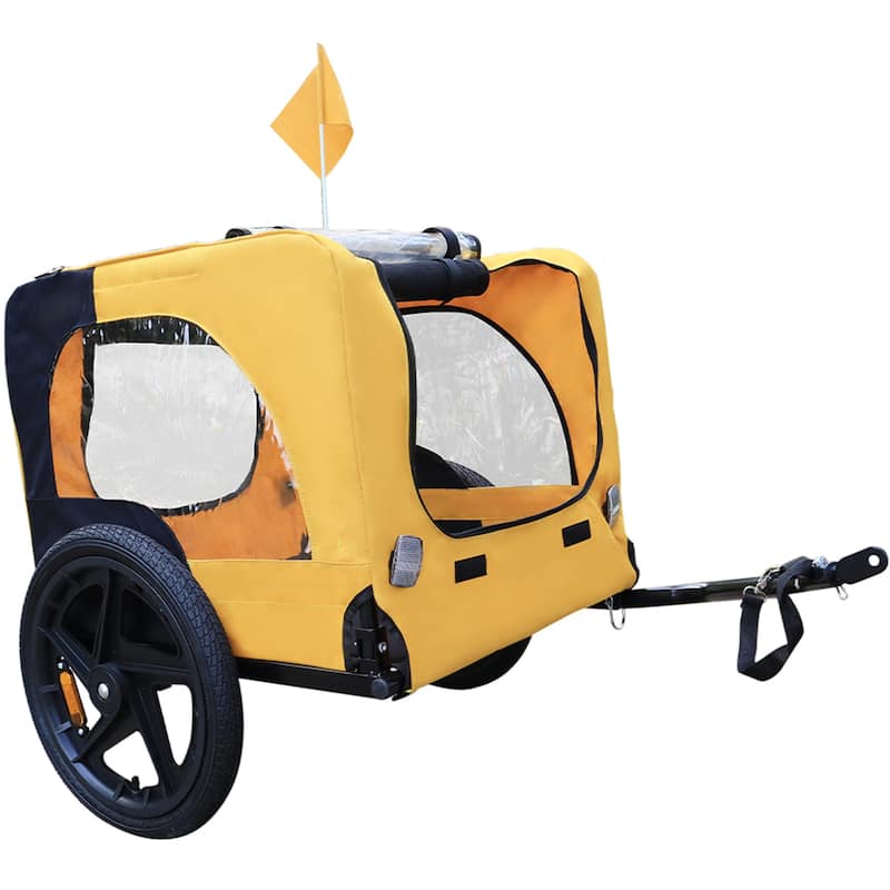 Outdoor Pet Jogging Stroller Foldable Dog Carriers Bicycle Trailer - Yellow