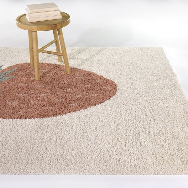 slide 2 of 5, Fraise Kids Strawberry Area Rug 3'11" x 5'7" - Burnt Orange