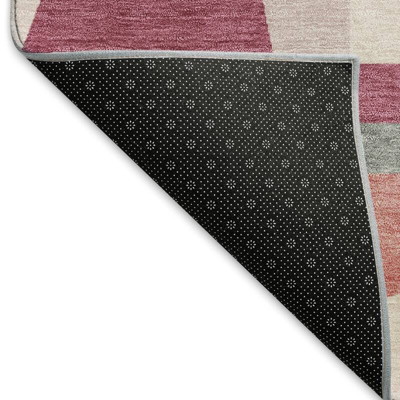 Machine Washable Indoor/ Outdoor Contemporry Mosaic Chantille Rug