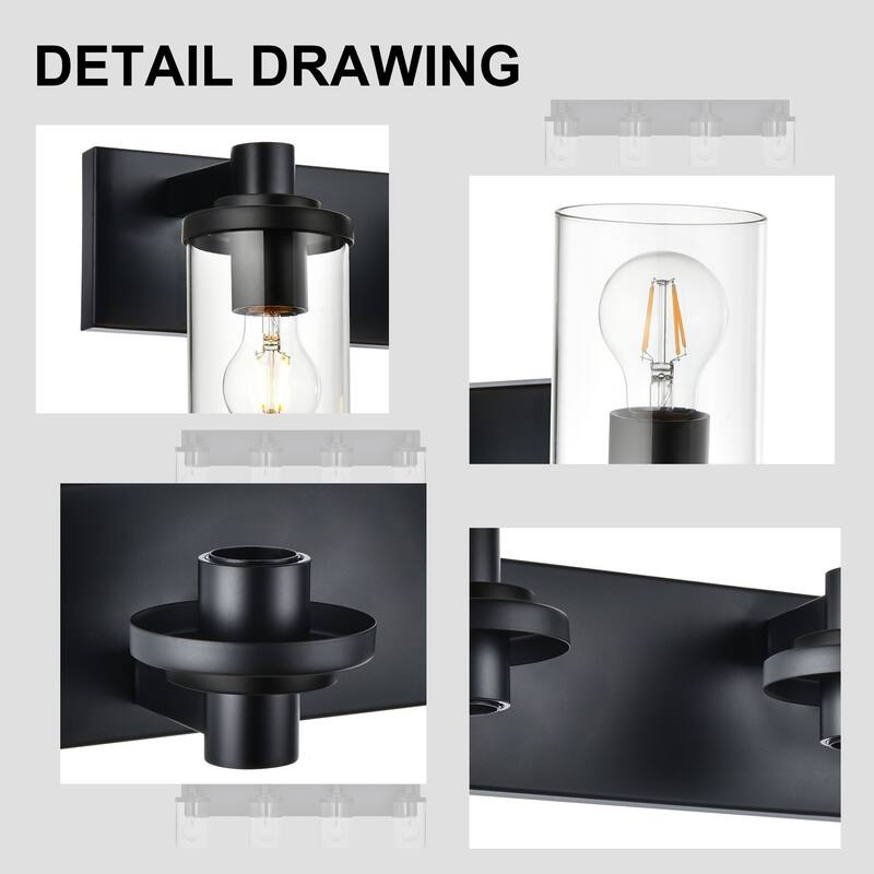 4-Light Vintage Bathroom Vanity Light with Clear Glass Shades