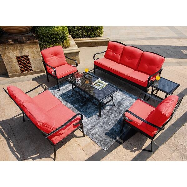 Shop Outdoor Iron 3 Seater Sofa With Cushions For Patio Overstock 31742602