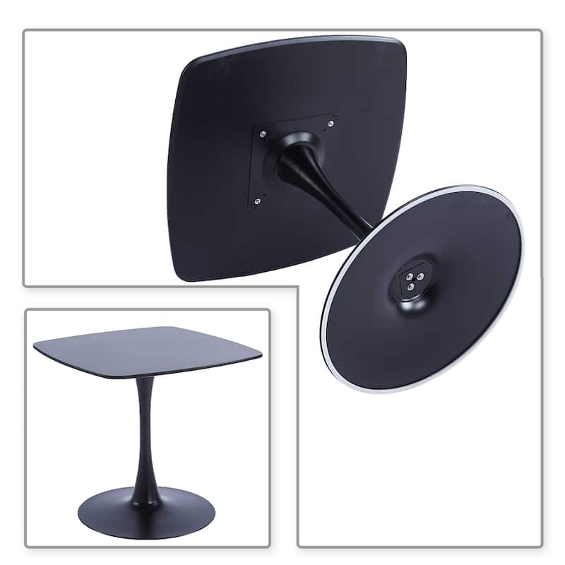 Modern Stylish Square Dining Table with Wooden Top and Metal Legs